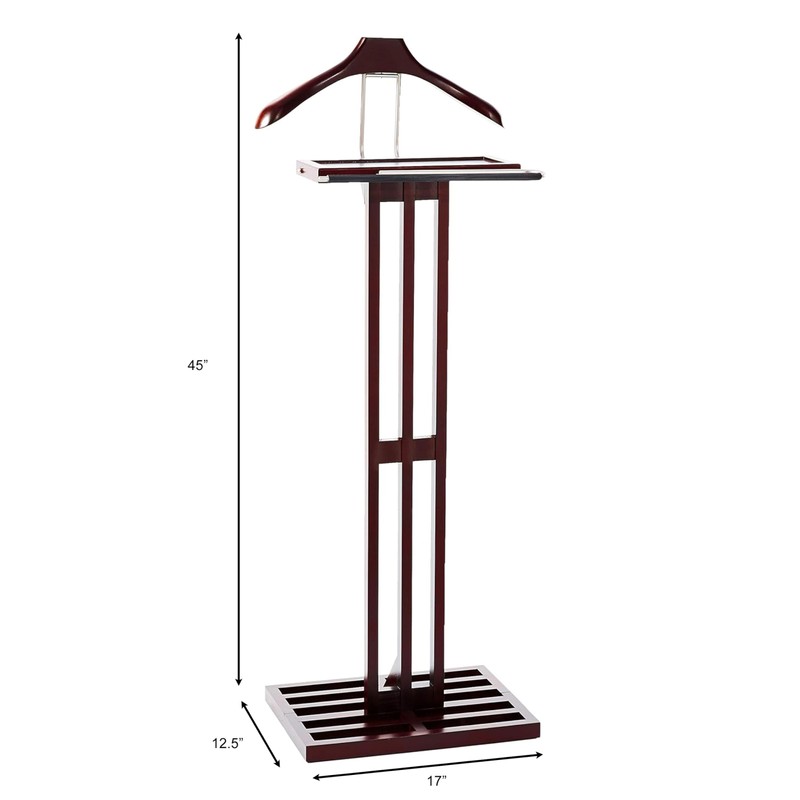 Proman Products VL16220 Freestanding Wardrobe Wooden Valet Stand Rack with