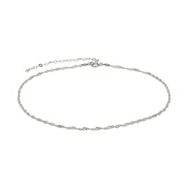 Annika Bella Sterling Silver Chain Choker Necklace, Length 13-16 Inches, Minimalist Layering Chokers, Water-proof, 925 Adjustable Short Necklaces for Women and Teens (Twirl)