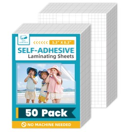 T&W SAME FILM 50 Pack Self Adhesive Laminating Sheets, 4mil, 5.8 x 8.3 Inch Laminating Sheets, Self Sealing Laminating Sheets for Laminator, Round Corner, No Heat, No Machine Needed (A5)