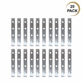 SUL 100mm Mild Steel Mending Plates Heavy Duty Straight Repair Joining Flat Mending Corner Brace Straight Plates Metal Brackets with Screws for Repairing, Fixing, Joining Furniture (20 PK)