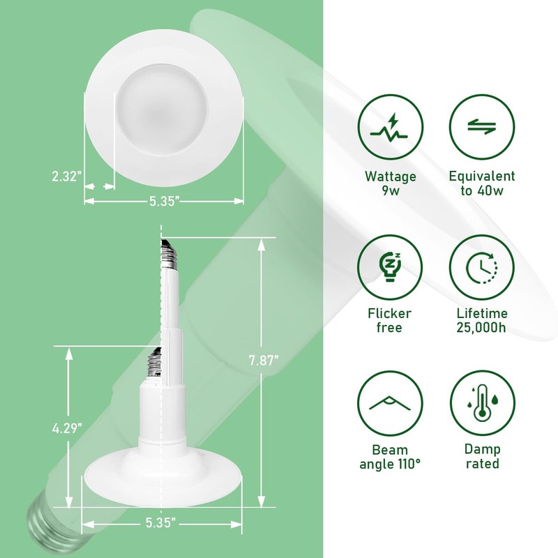 Soliseed 4 Inch LED Can Lights Length Adjustable Recessed Lights