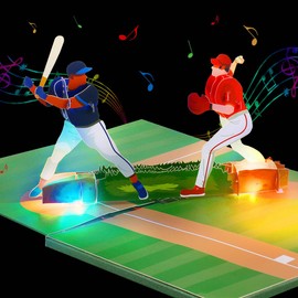 GREETING ART Birthday Card With Music and Lights, Baseball Birthday Card, Happy Birthday Cards for Son, Men, Dad, Hsuband, Baseball Lovers