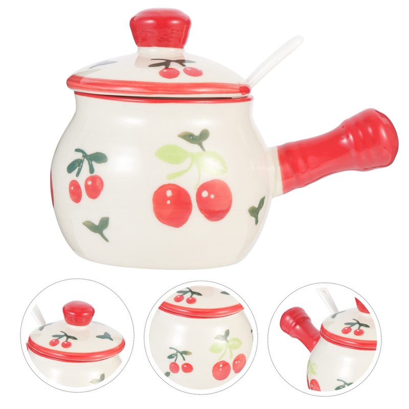 BIUDECO Portable Ceramic Salt Jar with Lid Versatile Condiment Container