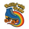 Pride Roller Skate with Rainbow Stream Roller Disco Sticker (2.5"