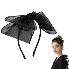 MHDGG Bow Headband Knotted Headband for Women Girls,Solid Colors Gauze Lips Wide Headbands Twist Bow Turban Headwrap Rabbit Ears Hairband with Cloth Wrapped Headwear,Top Bow