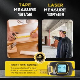 Neulriscn Laser Tape Measure, 3 in 1 Digital Laser Distance Measurement Tool, LCD Display, 196FT/60M Laser Measure, 16FT/5M Tape Measure and Cross Line Laser, M/In/Ft, Measuring Distance, Area, Volume