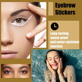 Natural-Looking Peel-Off Eyebrow Tattoo Stickers - 30 Pairs of Waterproof Fake Eyebrows with 3D Hair-Like Effect in 3 Flattering Shapes, Smudge-Proof & Long-Wearing (Black)