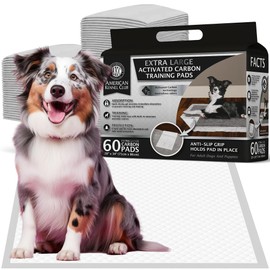 American Kennel Club Charcoal Puppy Training Pads, with Anti-Slip Adhesive Backing, Quick Dry Gel and Activated Carbon Odor Control (Charcoal, 60 Count - (XXL 28 x 34))