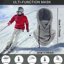 BCEDIGAD Grey Balaclava Winter Windproof Balaclava Face Mask Arctic Fleece Warm Ski Mask Multifunctional Cycling Cold Protection Face Mask for Men Women Outdoor Skiing, gray