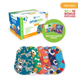 Opthopatch Eye Patches for Kids with Ultra Sensitive Silicone Adhesive, 40 Hypoallergenic Patches for Amblyopia & Lazy Eye, Cool Boy-Friendly Designs, 1 Rewards Chart Included by Defined Vision