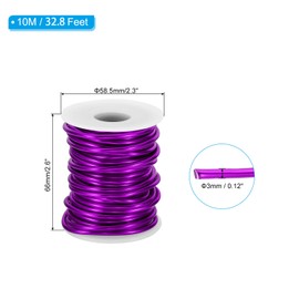 PATIKIL 8 Gauge 3mm Aluminum Craft Wire, 32.8Ft Metal Wire Armature Bendable Wire for Jewelry Making Metal Wrap DIY, Purple
