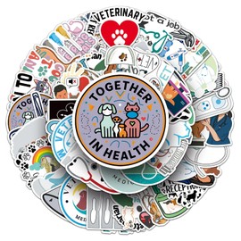 50 Pcs Veterinarian Stickers for Kids Teens Adults Boys Girls Gift,Veterinarian Stickers Pack for Laptop,Skateboard,Luggage,Car,Bike, Cup,Computer,Water Bottle Decor,Vinyl Waterproof Stickers
