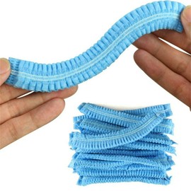 100X Disposable Hair Net Caps, Disposable Breathable Fluffy Hat Hair Net Hair Sleeves with Swivel Side Headbands, Unisex, Perfect for Sleeping Hair Nets, Hair Nets Food Service,Personal Care (Blue)