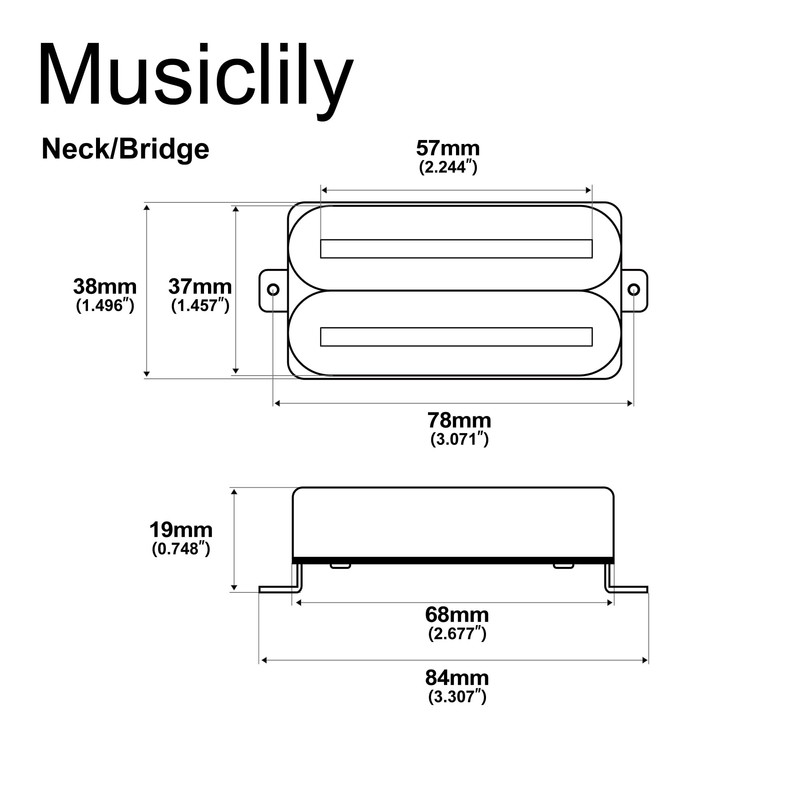 Musiclily Pro HH-DJRC Ceramic Rail Blade Humbucker Neck Bridge Pickups