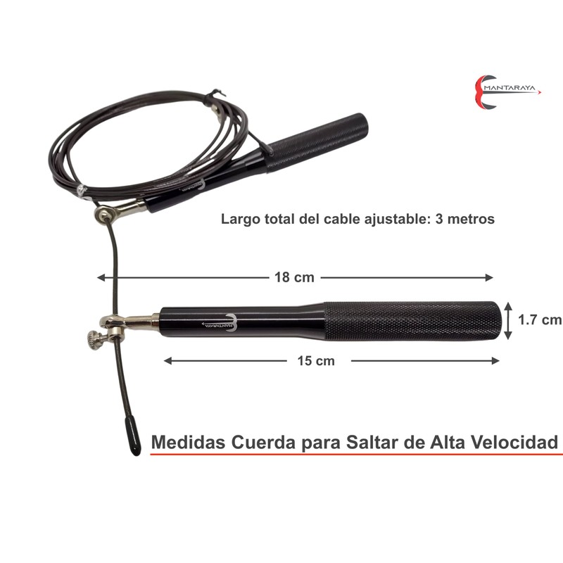 Adjustable Aluminium Handles Speed Jump Rope (Negro)