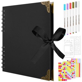 Aolso Scrapbook Photo Albums 30 Black Pages, DIY Memory Album, 20.5 X 20.5 CM Scrapbooks DIY Photo Album for Baby Child, DIY Gift Scrapbooking Kits, Scrapbooking Albums, Black
