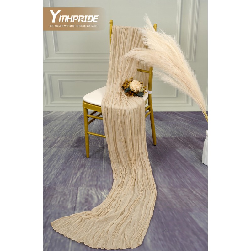 Pack of 2 Cheesecloth Table Runner, Beige, 90 x 300