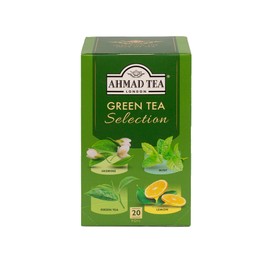 Ahmad Tea Green Tea, Green Tea Selection, Lemon Green Tea, Jasmine Green Tea, Mint Green Tea, & Green Tea Teabags, 20 ct (Pack of 1) - Caffeinated & Sugar-Free