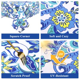 Vaukki Outdoor Picnic Fitted Tablecloth with a Hole and Zipper, Waterproof Patio Table Cloth, Wipe Clean Rectangle Table Cloth for Patio, Picnic, Camping, Dinner (Paisley, 60 x 84 Inch)