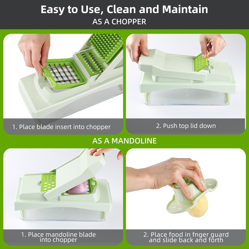 RüK 10-in-1 Vegetable Chopper – 6 Blade Veggie Chopper with