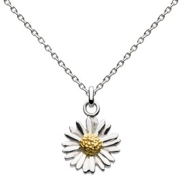 Dew Sterling Silver and Gold Plate Daisy Necklace of Length 45.7 cm