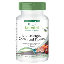 Fairvital Blood Orange, Choline and Piperine - 90 Capsules - for 3 Months - Quality-Tested and High Dose - 100% Vegan - Made in Germany