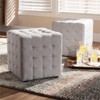 Baxton Studio Elladio Upholstered Wood Cube Ottoman in Gray Beige