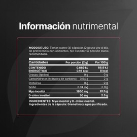 B Life | Myo y D-Chiro Inositol | Ratio 40:1 | 260 cápsulas | 2000 mg por porción | Ingredientes Naturales | Myo & D-Chiro Inositol Platinum.