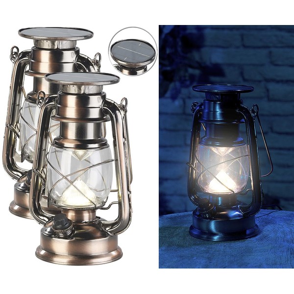 Lunartec Solar Lanterns Dimmable: Set of 2 Bright Solar LED