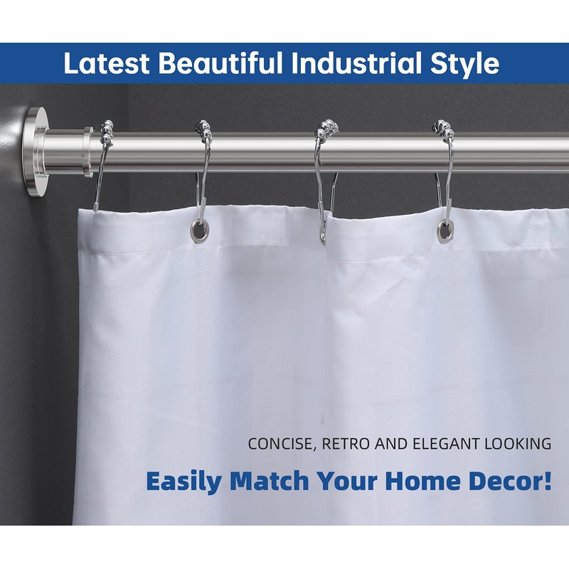 BRIOFOX Industrial Shower Curtain Rod - Rustproof Non-Slip 43-72 Inch
