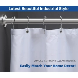 BRIOFOX Industrial Shower Curtain Rod - Rustproof Non-Slip 43-72 Inch 304 Stainless Steel Tension Curtain Rod for Window or Bathroom, Chrome