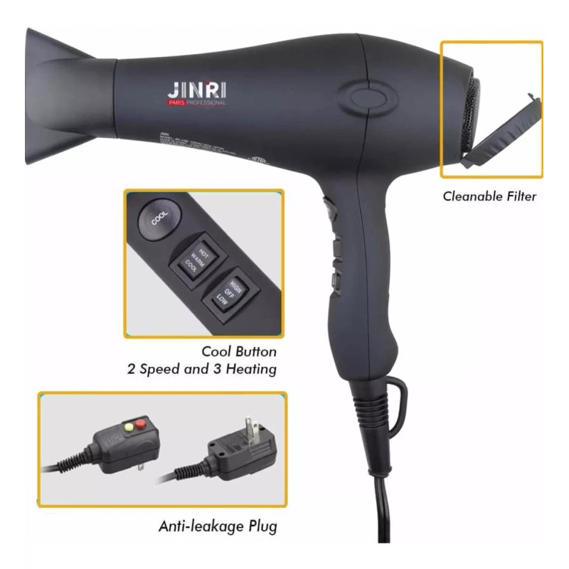 Jinri Secador De Pelo Profesional Jinri 1875 W Tourmaline