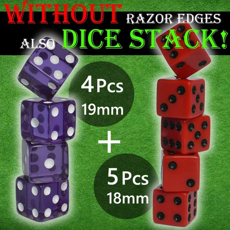 MEISHUNUK Dice Stacking Cup(Green) Set with 4 Pcs 19mm(Puple) and