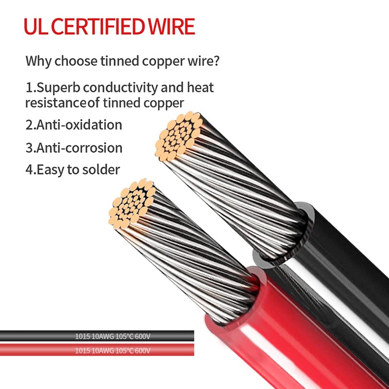 ELFCULB 10AWG 2FT Power SAE Socket Sidewall Port to SAE