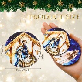 24 Pcs Nativity Christmas Ornaments Bulk Religious Ornaments for Christmas Tree Hanging The Birth of Jesus Christmas Wooden Decoration Holy Family Xmas Gift