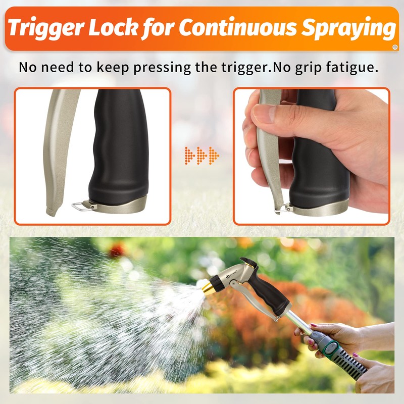 AUTOMAN Garden Hose Nozzle - 100% Metal High Pressure Spray