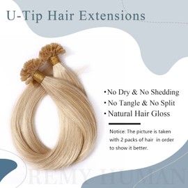 Silk-co Hairpieces, Real Hair Bonding Extensions, Real Hair, 1 g, Keratin U-Tip Hair Extensions, Straight, Soft, Natural Bondings, Real Hair, 7A Human Hair, 55 cm - 50 g, 24# Blonde