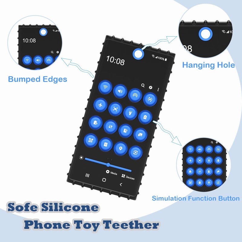 Baby Teether Cell Phone Toy, Soft Silicone Chew Toy with