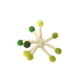 Crochet Baby Rattle Toy – Handmade Dandelion Sensory Rattle with Wooden Beads