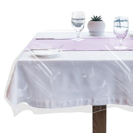LAMINET Heavy-Duty Deluxe Crystal Clear Vinyl Tablecloth Protector 60" x 120" - Oblong Set of Two