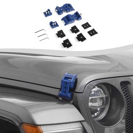 SQQP Hood Latch Stainless Steel Hood Catch Kit Fit for 2007-2018 Jeep Wrangler JK JKU/for 2018-2024 JL JLU & Jeep Gladiator JT(Blue)