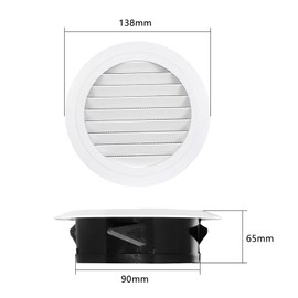 GIONAR Air Vent Grille Plastic Round Air Vent 100mm White Interior Ventilation with Slanting Blades for Bathroom Office Kitchen