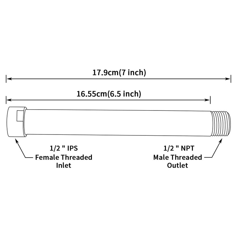 G-Promise 7 Inch Solid Brass Shower Arm Extender, Lower Shower