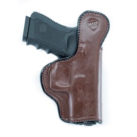 Maxx Carry Inside The Waistband Leather Holster for H&K P30L. IWB Holster with Clip Conceal Carry. Brown Left Hand.