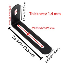 AUXBC 2.6"x1.3"x0.6"Adjustable Right Angle Brackets Metal L Bracket Heavy Duty 90 Degree Corner Fastener L-Shape Corner Brace Support Black Shelf Bracket , 10Pcs
