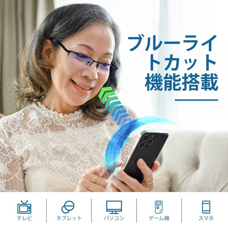 [KIHASU] 老眼鏡 ブルーライトカット メンズ レディース 樹脂製レンズ チタン合金 ハーフリム型メガネ ユニセックス ブラック