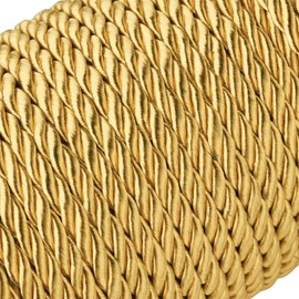32.8 Yards Gold Polyester Twisted Trim Cord Rope 5mm Twisted Decorative Cord Trim Thread String for Upholstery Curtain Tieback Honor Cord Home Decoration