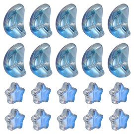 sourcing map 60Pcs Star Moon Shaped Beads, 2 Style Acrylic Spacer Assorted Beads Aesthetic Beads for Keychain Craft DIY, Clear Blue