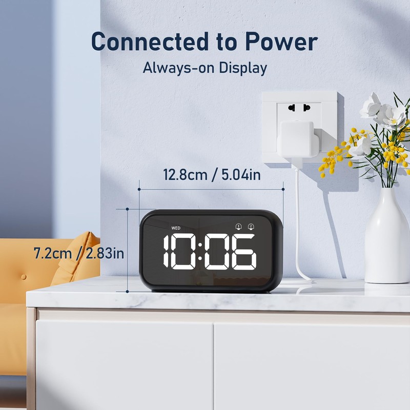 LATEC Alarm Clock, Digital Alarm Clock Bedside with LED Display,