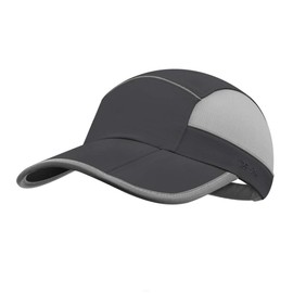 UPF 50+ Mens Outdoor Hat Reflective Folding Mens Running Run Sports Sport Hats Summer Cool UV Sun Unstructured Baseball Cap Caps Light Quivk Dry Breathable Travel Golf Hat Hats for Men Women Dark Grey